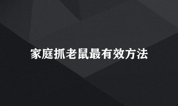 家庭抓老鼠最有效方法