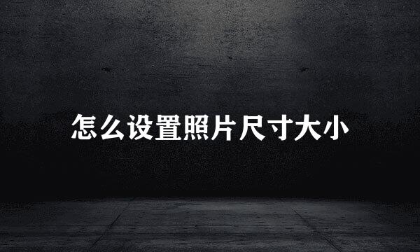 怎么设置照片尺寸大小