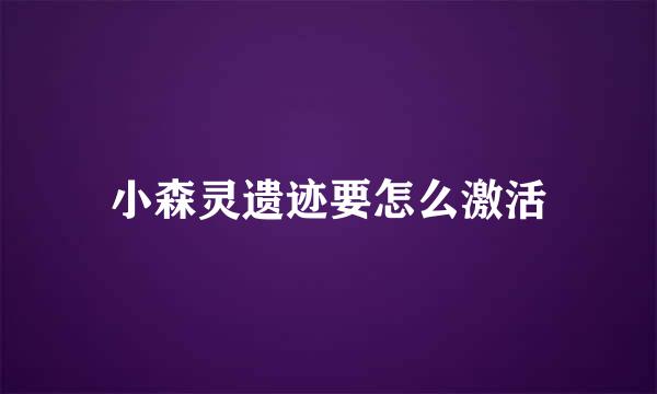 小森灵遗迹要怎么激活