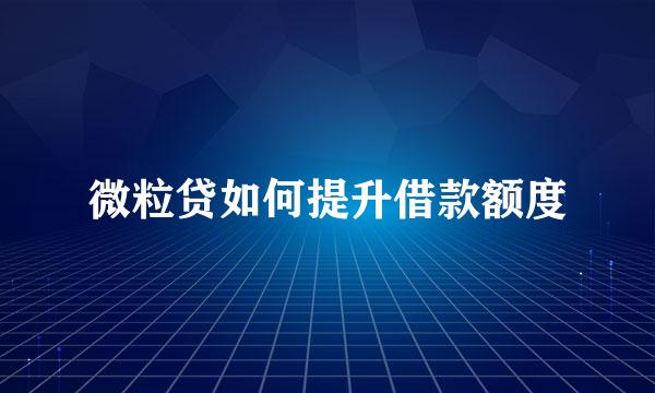 微粒贷如何提升借款额度
