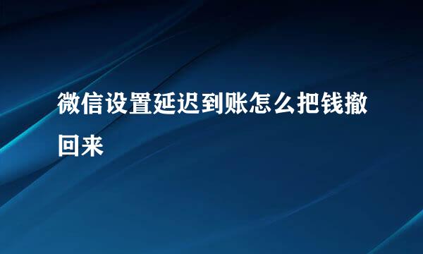 微信设置延迟到账怎么把钱撤回来