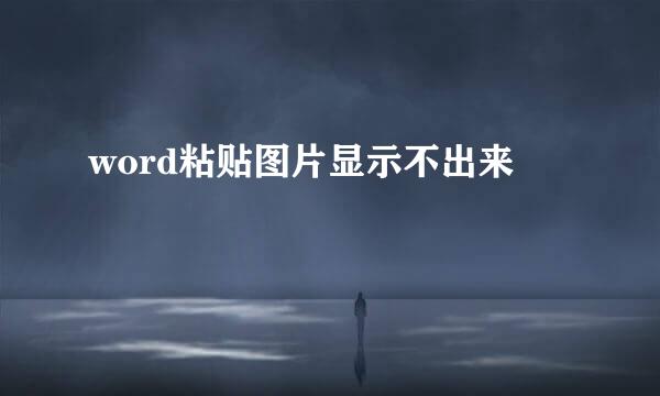 word粘贴图片显示不出来