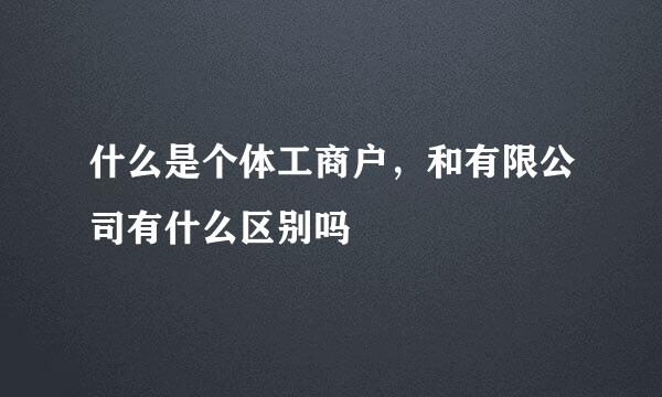 什么是个体工商户，和有限公司有什么区别吗