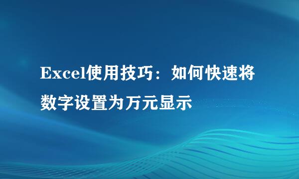 Excel使用技巧：如何快速将数字设置为万元显示