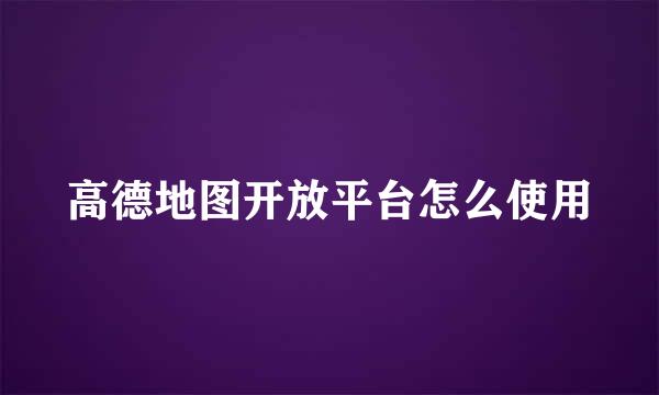 高德地图开放平台怎么使用