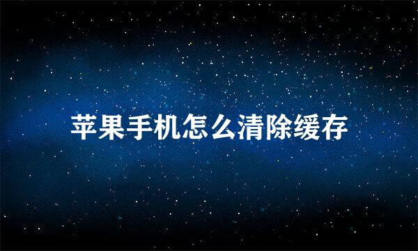 苹果手机怎么清除缓存