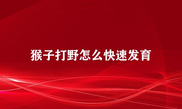 猴子打野怎么快速发育