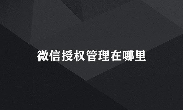 微信授权管理在哪里