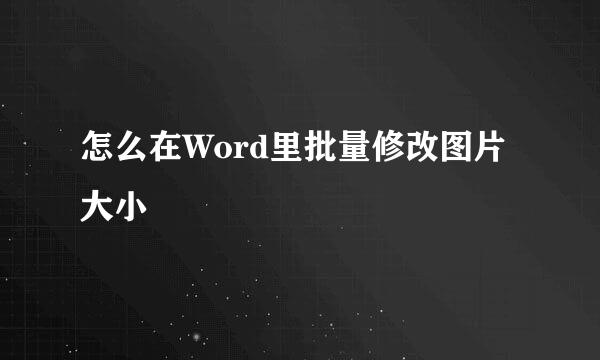 怎么在Word里批量修改图片大小