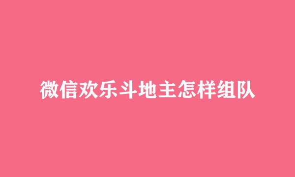 微信欢乐斗地主怎样组队
