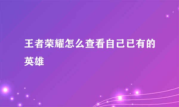 王者荣耀怎么查看自己已有的英雄