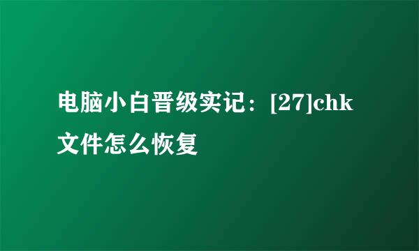 电脑小白晋级实记：[27]chk文件怎么恢复