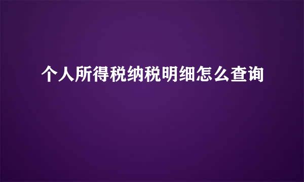 个人所得税纳税明细怎么查询