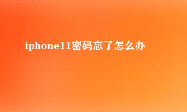 iphone11密码忘了怎么办