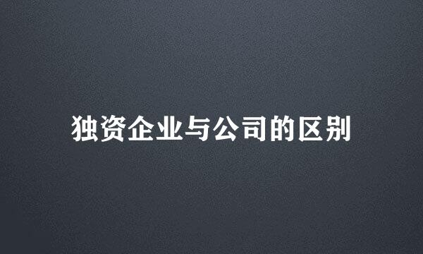 独资企业与公司的区别