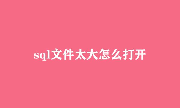 sql文件太大怎么打开