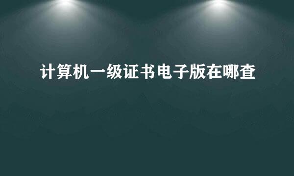 计算机一级证书电子版在哪查