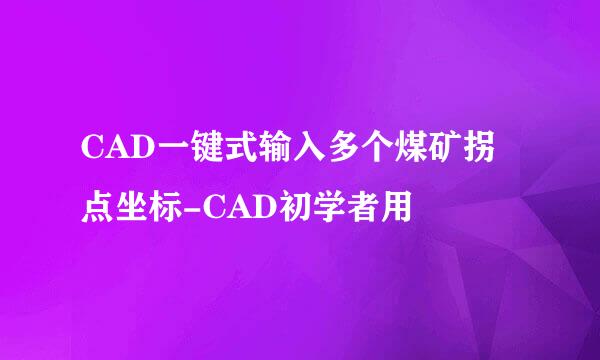 CAD一键式输入多个煤矿拐点坐标-CAD初学者用