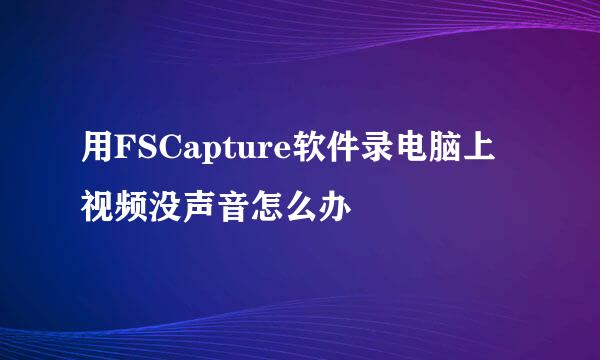 用FSCapture软件录电脑上视频没声音怎么办