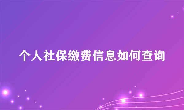 个人社保缴费信息如何查询