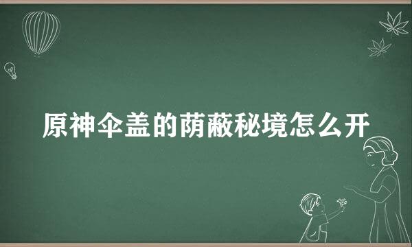 原神伞盖的荫蔽秘境怎么开
