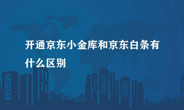 开通京东小金库和京东白条有什么区别