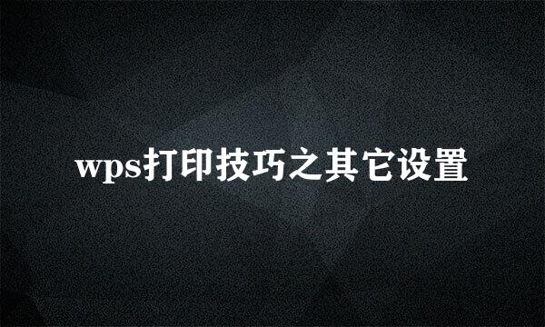 wps打印技巧之其它设置
