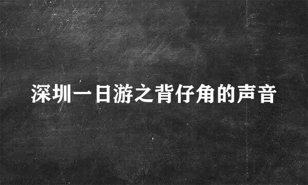 深圳一日游之背仔角的声音