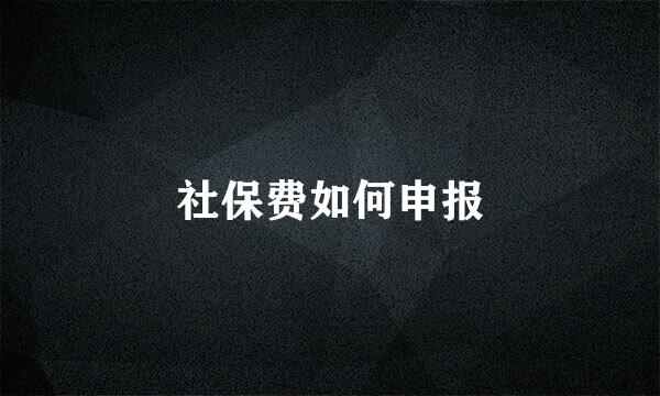 社保费如何申报