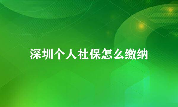 深圳个人社保怎么缴纳