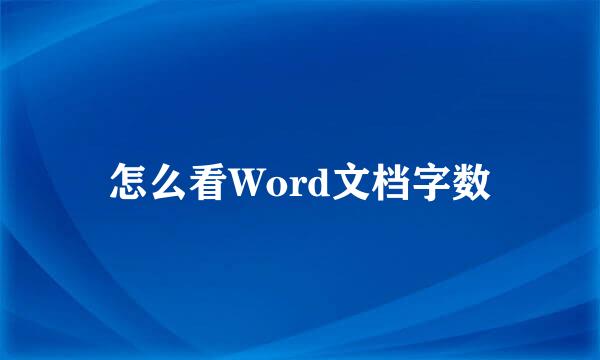 怎么看Word文档字数
