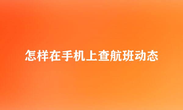 怎样在手机上查航班动态