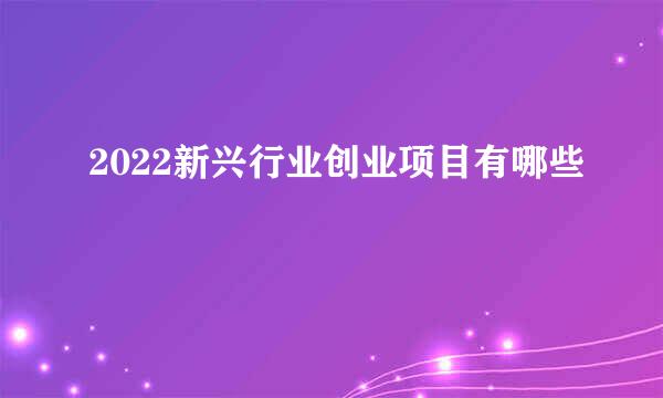 2022新兴行业创业项目有哪些