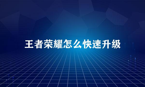 王者荣耀怎么快速升级