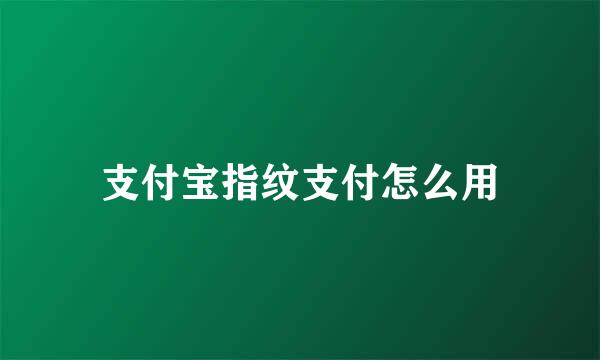 支付宝指纹支付怎么用