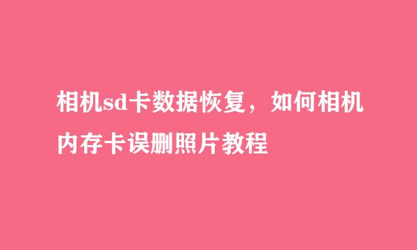 相机sd卡数据恢复，如何相机内存卡误删照片教程