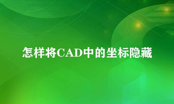 怎样将CAD中的坐标隐藏