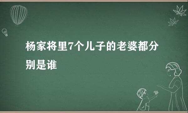 杨家将里7个儿子的老婆都分别是谁