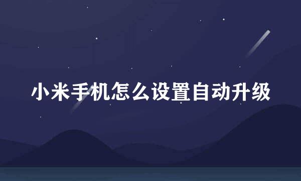 小米手机怎么设置自动升级