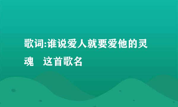 歌词:谁说爱人就要爱他的灵魂 这首歌名