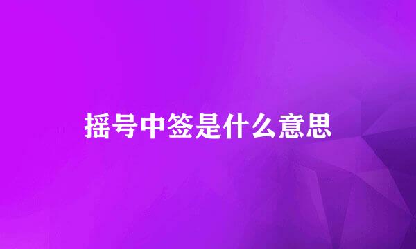 摇号中签是什么意思