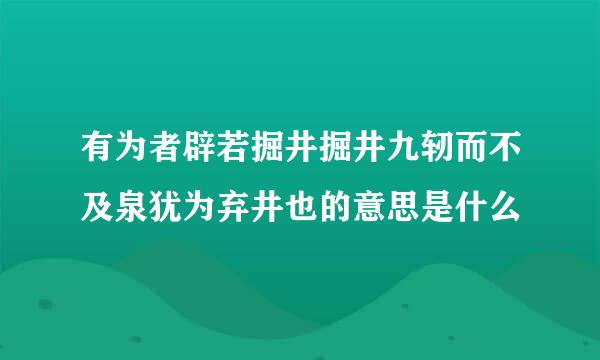 有为者辟若掘井掘井九轫而不及泉犹为弃井也的意思是什么