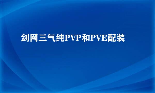 剑网三气纯PVP和PVE配装