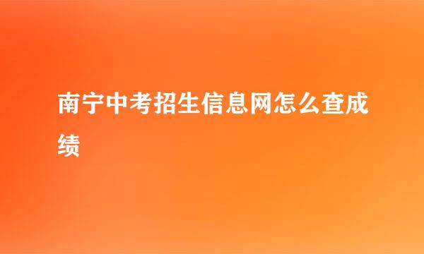 南宁中考招生信息网怎么查成绩