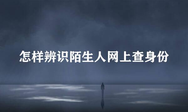 怎样辨识陌生人网上查身份