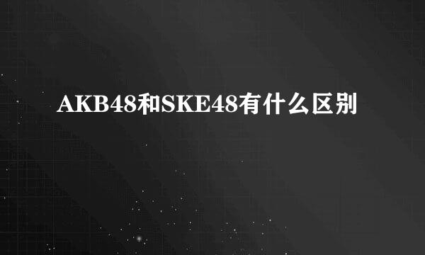 AKB48和SKE48有什么区别