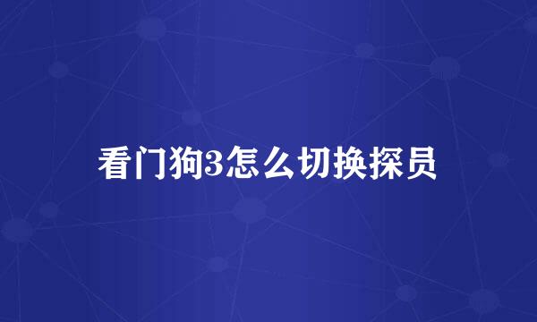 看门狗3怎么切换探员