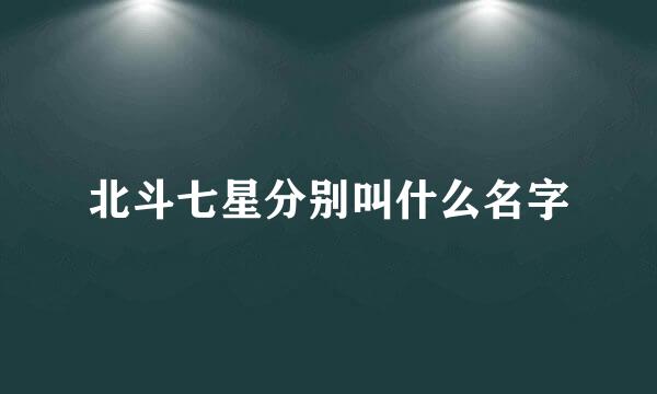 北斗七星分别叫什么名字