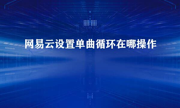 网易云设置单曲循环在哪操作