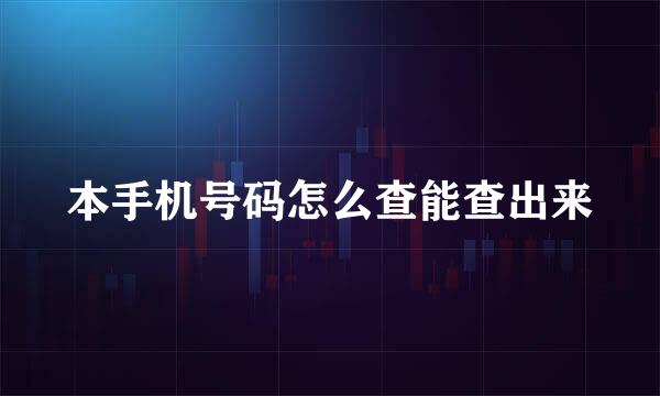本手机号码怎么查能查出来